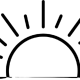 Black line art sunrise or sunset icon in flat style vector