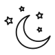 Moon stars icon for stargazing and night sky apps vector